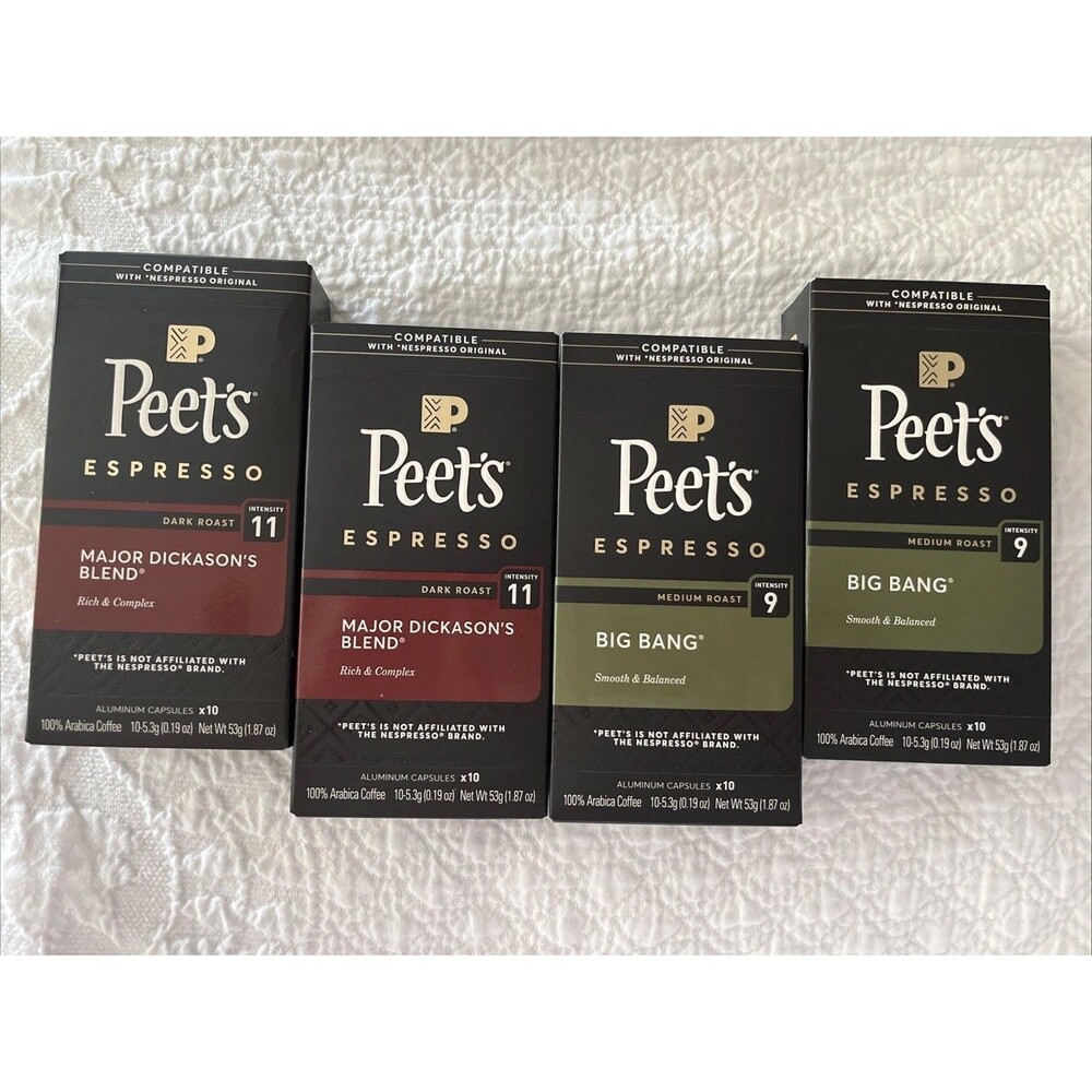 40Ct Nespresso Original Peet's Coffee Espresso Capsules, Signature Blend Variety